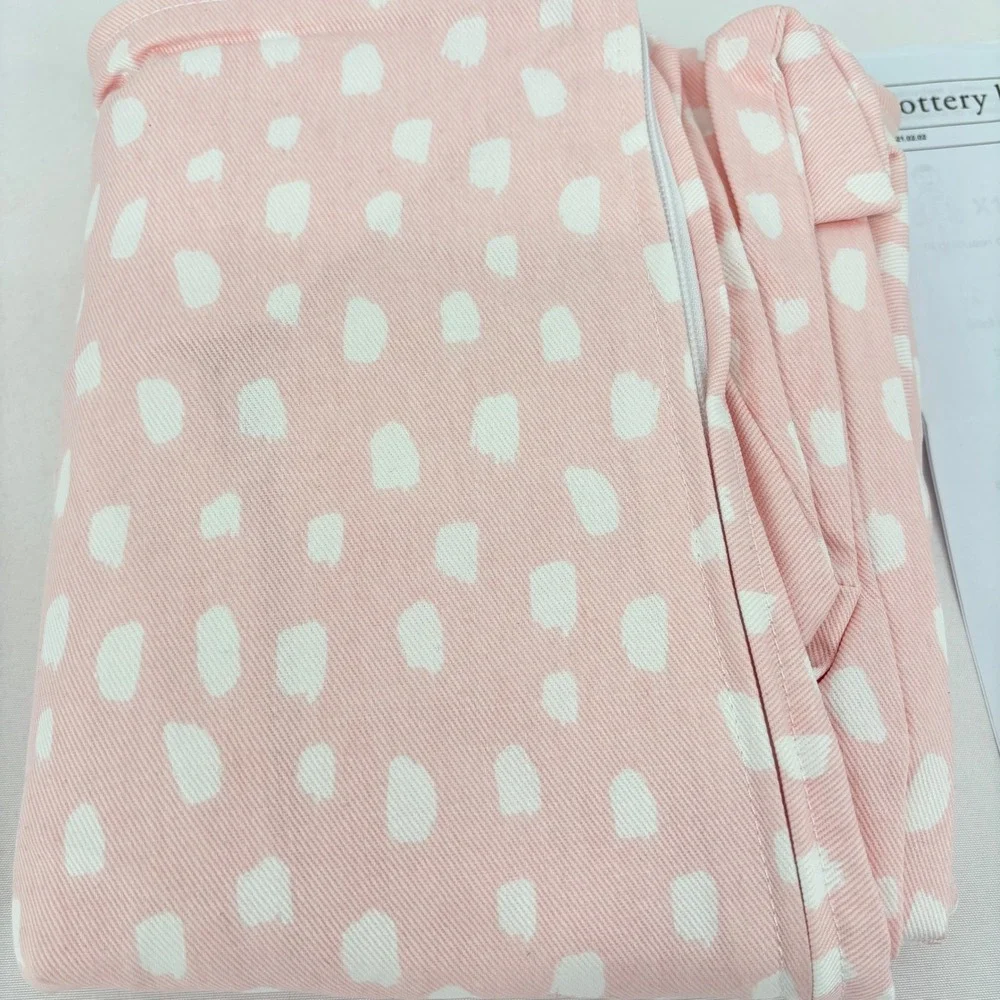 Pottery Barn Kids Pink White Dot Square Arm Anywhere Chair Slipcover New